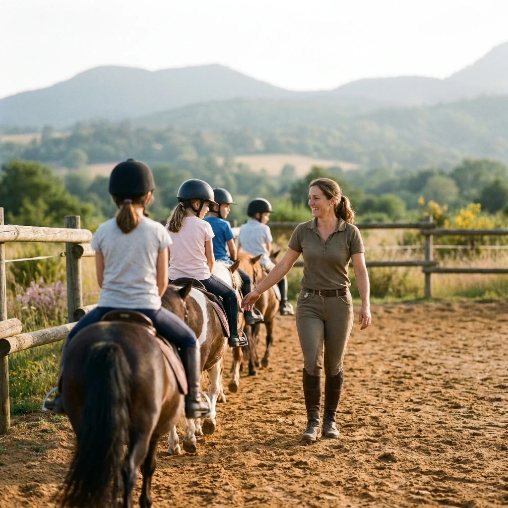 Cours de poney à Boucé, Allier